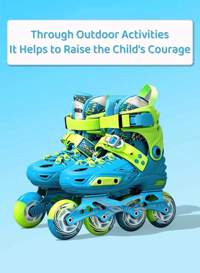 LEOKOR Adjustable Roller Skate Shoe Set,for Kids Ages 6-12 Children's Roller Skates,with LED Light-Up Wheels Roller Skates and Roadblock Backpack,Protective Gear set - Image 2