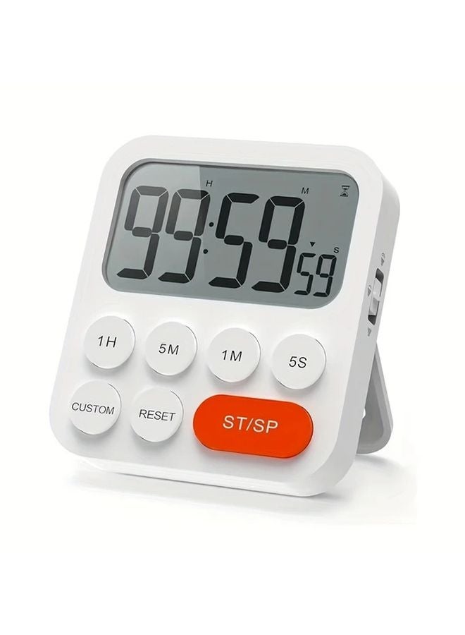 White Digital Timer Countdown Stopwatch with LCD Display for Kitchen Cooking Fitness - Image 4