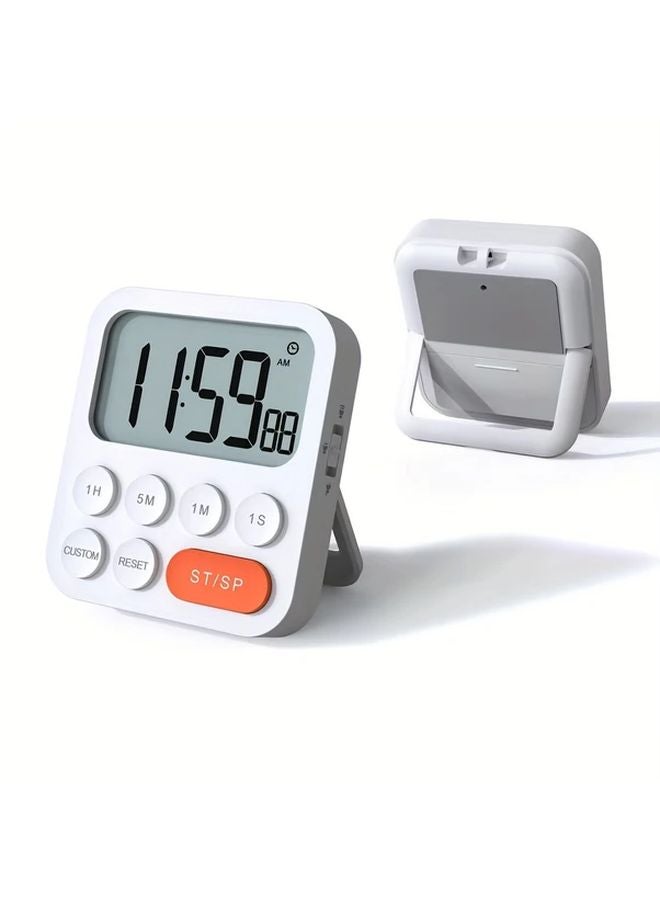 White Digital Timer Countdown Stopwatch with LCD Display for Kitchen Cooking Fitness - Image 5