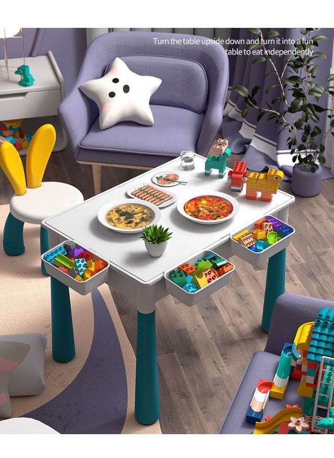 HQ-GAMING - Kids 5-in-1 Multi Activity Table Set - 190 Pieces Large Building Blocks Compatible Bricks Toy  Play Table Includes 1 Chair and Building Block Table 61*41CM - Image 1