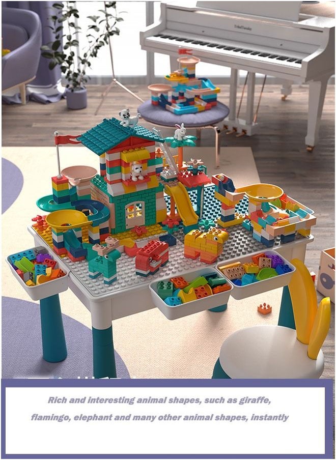 HQ-GAMING - Kids 5-in-1 Multi Activity Table Set - 190 Pieces Large Building Blocks Compatible Bricks Toy  Play Table Includes 1 Chair and Building Block Table 61*41CM - Image 1