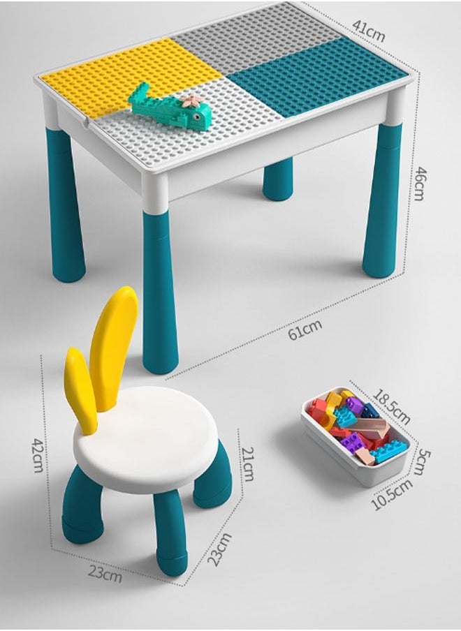 HQ-GAMING - Kids 5-in-1 Multi Activity Table Set - 190 Pieces Large Building Blocks Compatible Bricks Toy  Play Table Includes 1 Chair and Building Block Table 61*41CM - Image 1