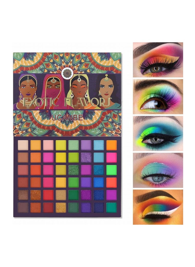 Ucanbe Neon Eyeshadow Makeup Palette 48 Colorful High Quality Matte Shimmer Glitter Eye Shadow Makeup Gift Set - Image 1