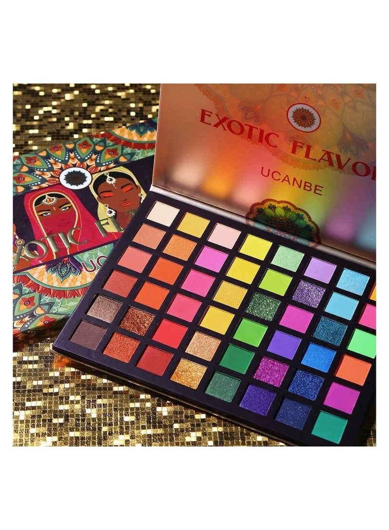 Ucanbe Neon Eyeshadow Makeup Palette 48 Colorful High Quality Matte Shimmer Glitter Eye Shadow Makeup Gift Set - Image 4