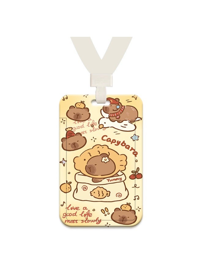 NIBEMINENT 1 - Piece Hamburger Capybara Kpop Photo Card Holder Pendant Key Chain ID Badge Holder ID Card Holder Photo Card Protector for School ID Office ID Access Card for Women Girls