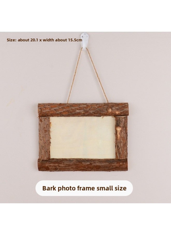 Generic - Branch Trunk Decoration Landscape Creative Diy Handmade Model Material Log Small Stick Round Wood Chip Solid Wood Photo Frame-Color:Bark Photo Frame Trumpet - Image 1