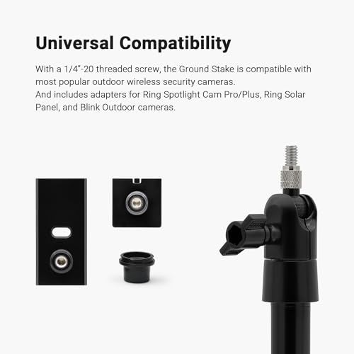 Holicfun Security Camera Ground Stake, Heavy Duty Stand Mount with Adjustable Angle and Height for Ring, Blink, Arlo, Eufy, Wyze, Google Nest, Simplisafe Cameras and Solar Panels (Black) - Image 4