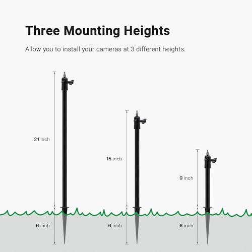 Holicfun Security Camera Ground Stake, Heavy Duty Stand Mount with Adjustable Angle and Height for Ring, Blink, Arlo, Eufy, Wyze, Google Nest, Simplisafe Cameras and Solar Panels (Black) - Image 2