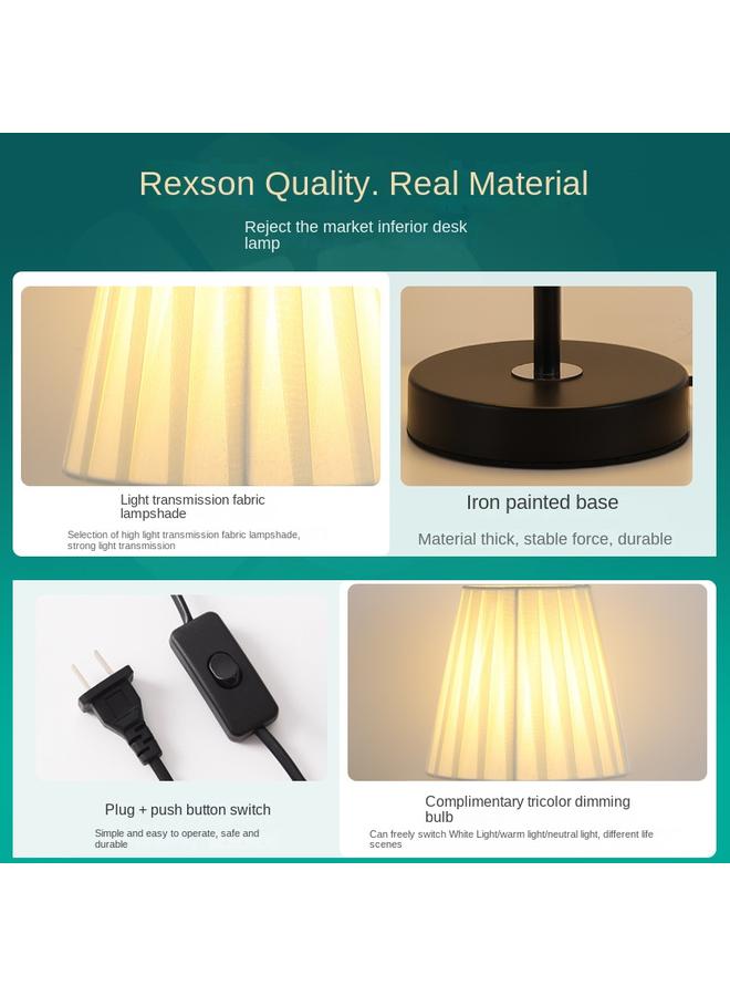 Bluejw Fabric Table Lamp Bedroom Bedside Lamp Internet Popular Ins Girl Atmosphere Lamp LED Nordic Retro Pleated Decorative Nightlight - Image 5