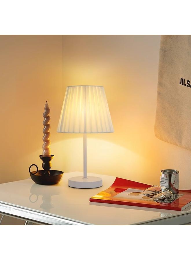 Bluejw Fabric Table Lamp Bedroom Bedside Lamp Internet Popular Ins Girl Atmosphere Lamp LED Nordic Retro Pleated Decorative Nightlight - Image 3