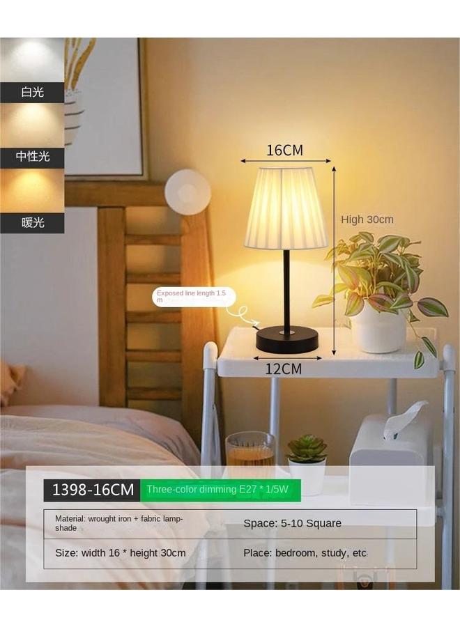 Bluejw Fabric Table Lamp Bedroom Bedside Lamp Internet Popular Ins Girl Atmosphere Lamp LED Nordic Retro Pleated Decorative Nightlight - Image 1