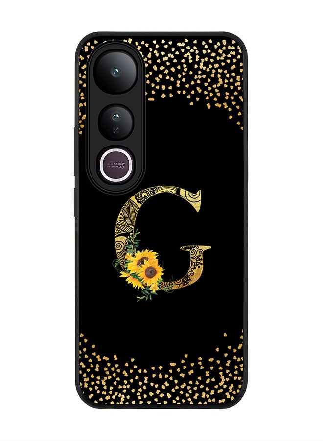 Stylizedd For vivo V50 Lite Case,Slim fit Camera Protection, Shockproof Thin Phone cover  - Custom Floral Monogram - G ( Black )