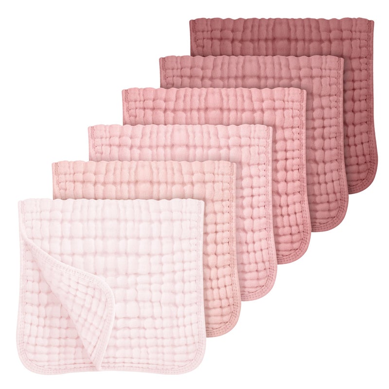 Looxii Muslin Burp Cloths 100 Cotton Muslin Cloths Large 20x10 Extra Soft and Absorbent 6 Pack Baby Burping Cloth for Boys and Girls Gradient Pink