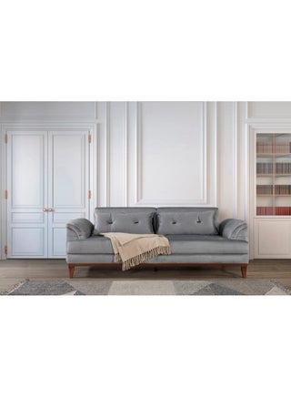 Swedish Wood and Velvet 2-Seater Sofa - Grey - pzsku/Z69BC9F18B126F9229F64Z/45/_/1738682493/95f29d03-97e8-41b4-9e18-aacfa9bb9569