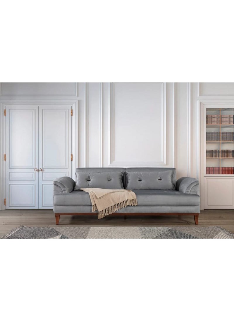 Homzmart Swedish Wood and Velvet 2-Seater Sofa - Grey  - Image 1