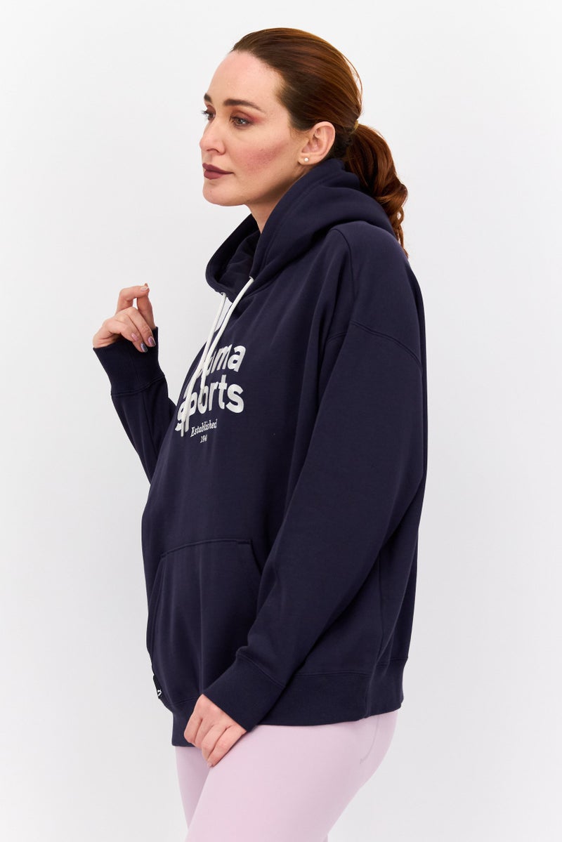 PUMA Women Sportswear Fit Embroidered Outdoor Hoodies, Navy Blue - Image 4