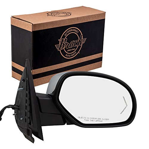 Brock Replacement Passenger Power Door Mirror Heated Chrome Cap Compatible with 2009-2013 Silverado Pickup Truck 20756974 - Image 1