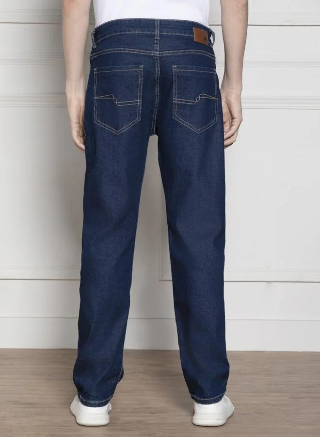 Dennis Lingo  Men'S Dark Blue Cotton Blend Denim Full Length Relaxed Jeans for Men | Best Price UAE