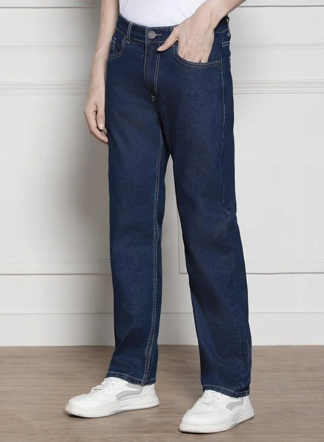 Dennis Lingo  Men'S Dark Blue Cotton Blend Denim Full Length Relaxed Jeans for Men | Best Price UAE