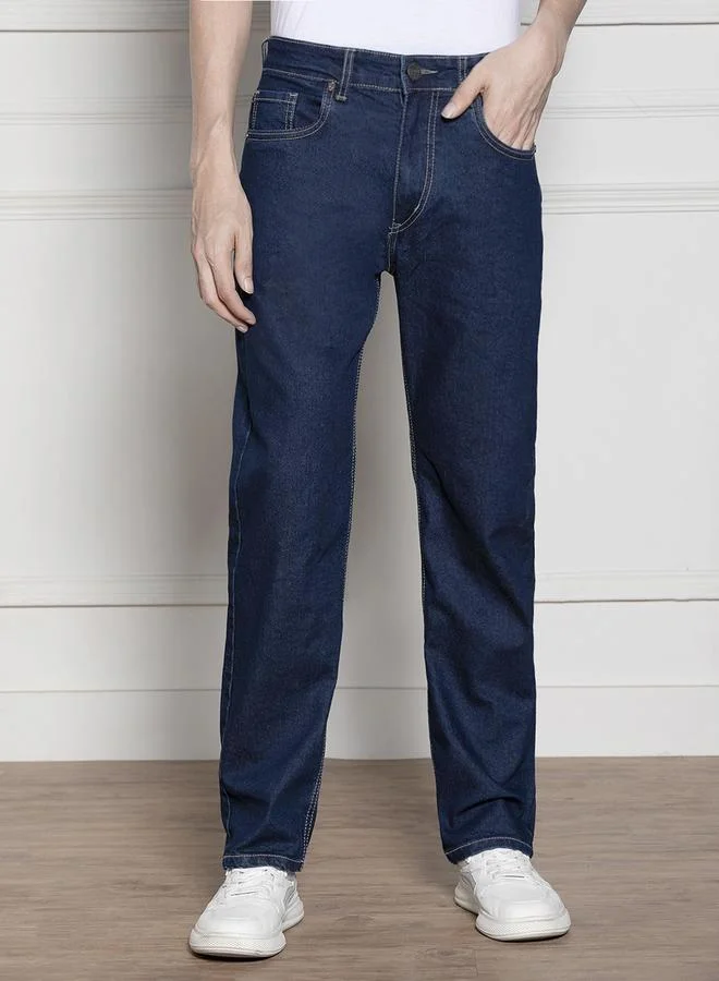 Dennis Lingo  Men'S Dark Blue Cotton Blend Denim Full Length Relaxed Jeans for Men | Best Price UAE