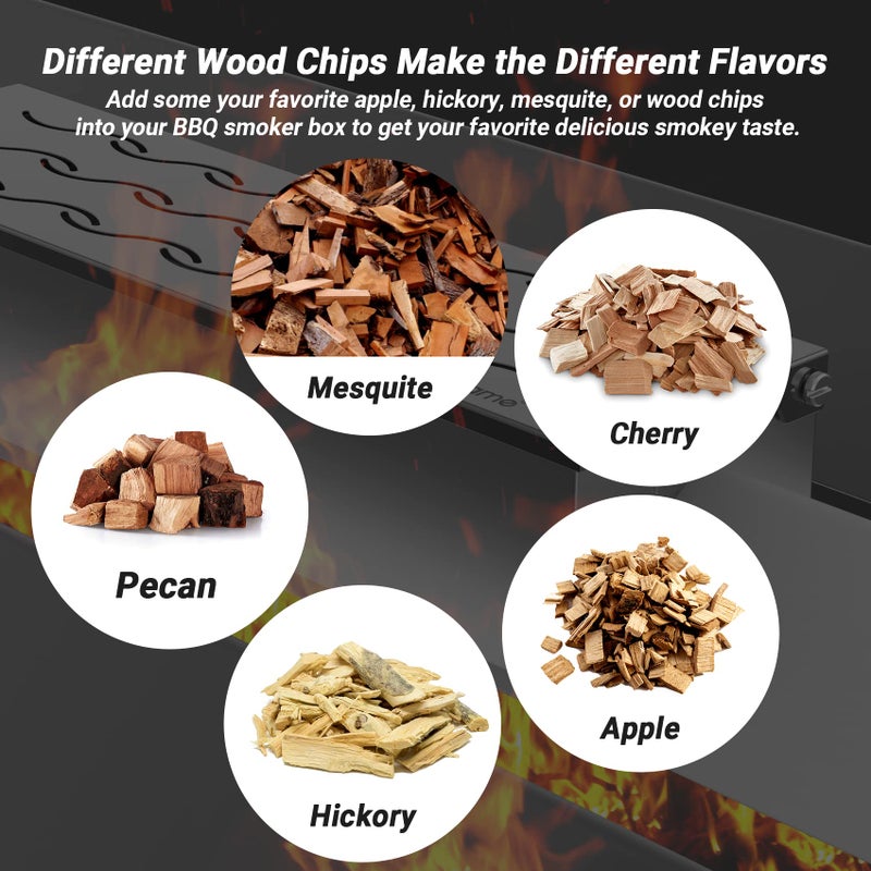 Skyflame Stainless Steel Smoker Box with Canister Can, Double V-Shape BBQ Wood Chips Smoky Box Designed by Wavy Vent and Hinged Lid, 12” Compact Size for Gas/Charcoal Grill Kebob Smoky Grilling - Image 4