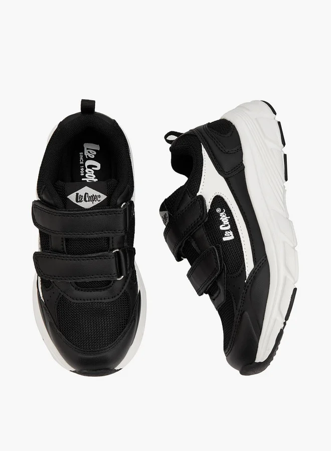 Lee Cooper Boys' Panelled Sneakers with Hook and Loop Closure