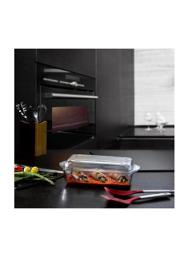 بوركام وعاء زجاجي مستطيل للفرن من بوركام مع غطاء - (2750 مل) - صنع في تركيا - Image 3