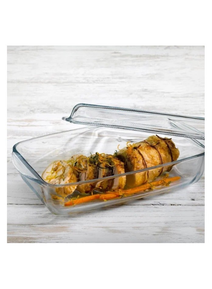 بوركام وعاء زجاجي مستطيل للفرن من بوركام مع غطاء - (2750 مل) - صنع في تركيا - Image 4