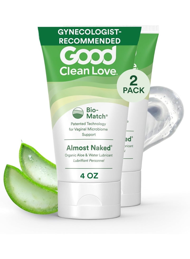 Good Clean Love Almost Naked Personal Lubricant, Organic Water-Based Lube with Aloe Vera, Intimate Wellness Gel for Men & Women, 4 Oz (2-Pack) | Organic Aloe Vera, Water-Based Personal Lubricant. Ph-Balanced Intimate Wellness Gel For Men & Women. Safe For Toys & Condoms