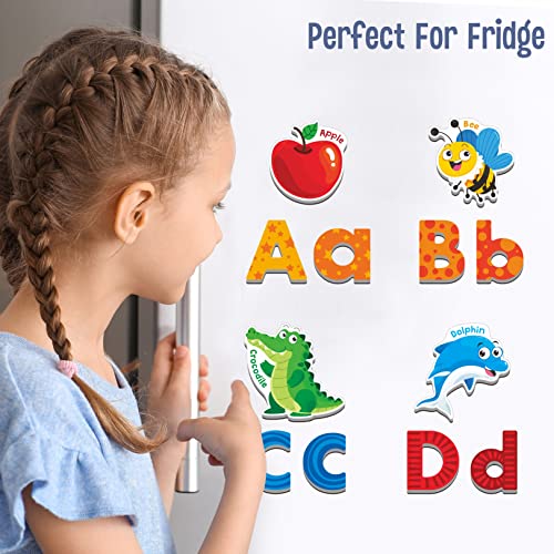 SpriteGru 78 Magnetic Alphabet, 26 Uppercase, 26 Lowercase Letters & 26 Object Patterns, Adorable Animal Alphabet ABC Fridge Magnets Educational Letter Spelling Learning Toys Set for Toddlers 3 4 5 Years Old - Image 5