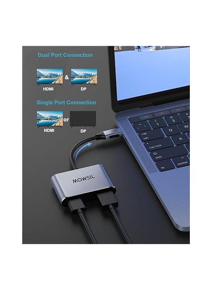 Mowsil USB Type C to Dual HDMI 4K High Definition Hub Adapter Splitter with USB 3.1 Port and Type-C Charging Port compatible with MacBook Pro Air, Surface Book 2,Chromebook Pixel - Image 3