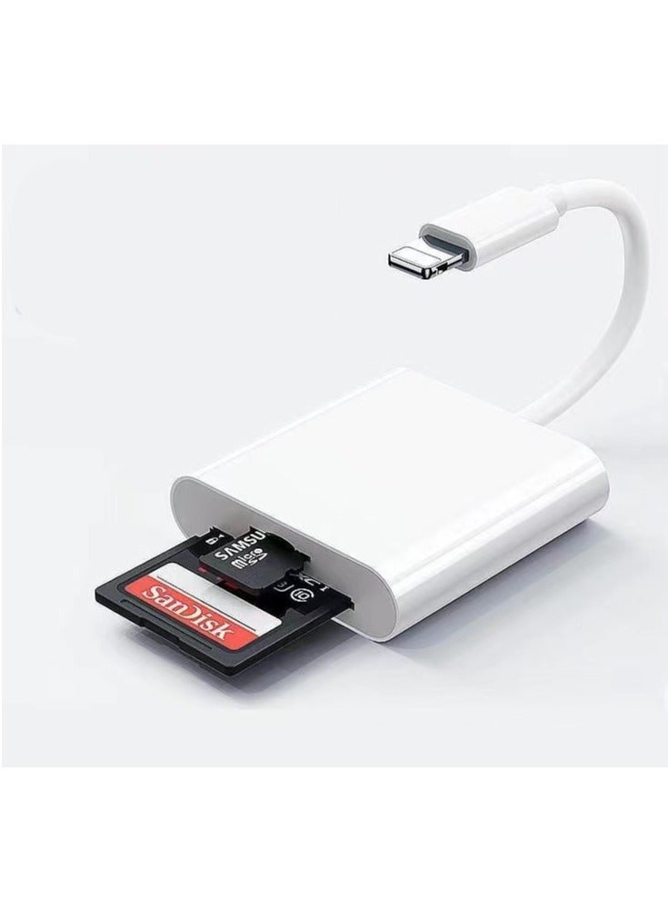 Micro SD Card/SD Card Reader for iPhone/iPad with Dual Slots Lightning Compatible with iPhone Adapter White - Image 2