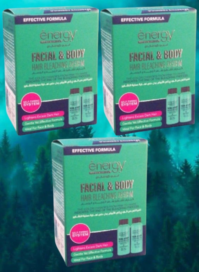 ENERGY COSMETICS 3 Pieces Facial and Body Hair Bleaching System 40ML And 60ML