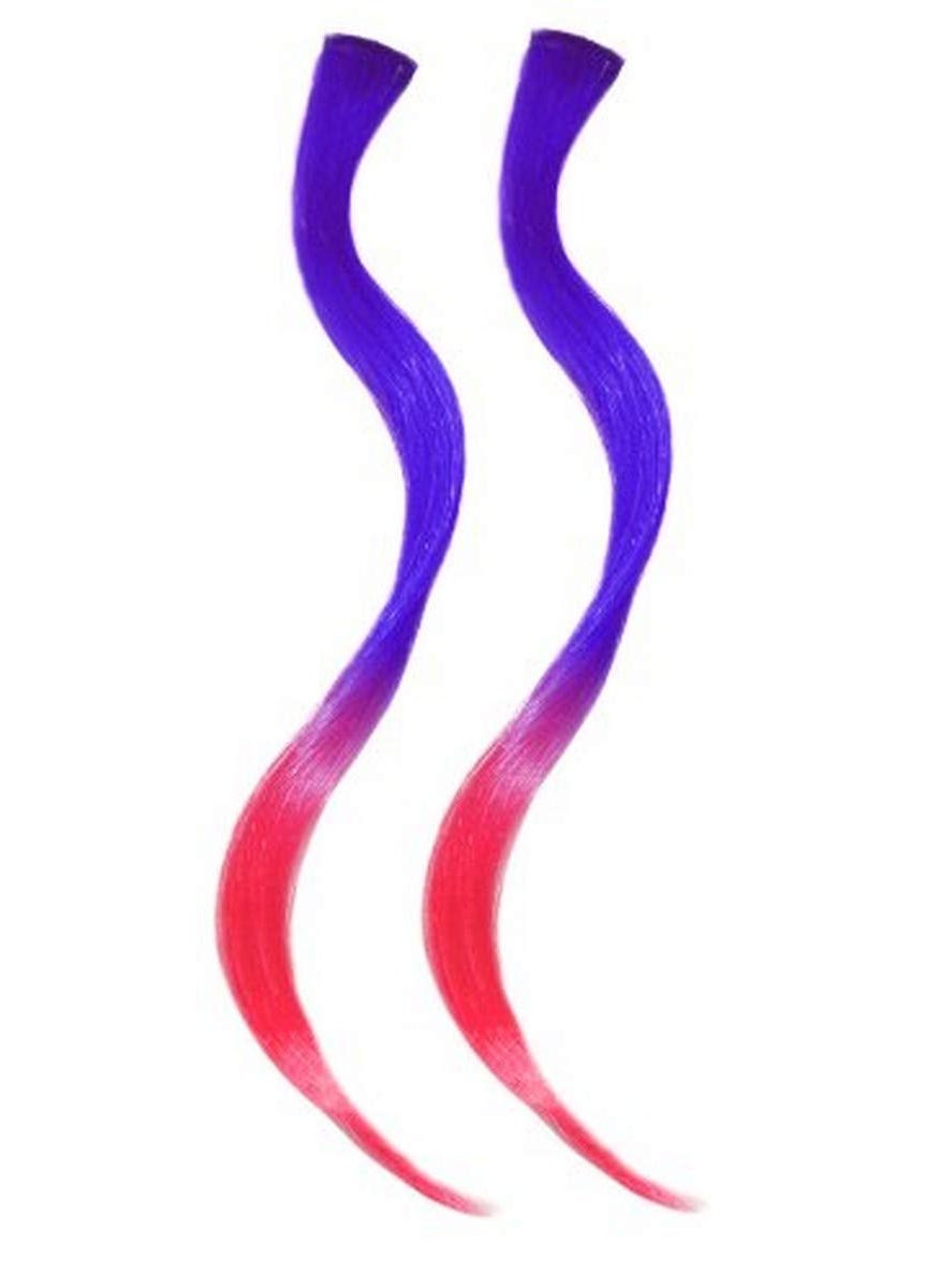 Mia Mia Clip-n-Dipped Ends-Synthetic Faux Wig Hair With Ombre Effect On A Weft Clip-Each Clip Measures 14" Long x 1" Wide-Purple With Hot Pink Ends (2 clips per package) 