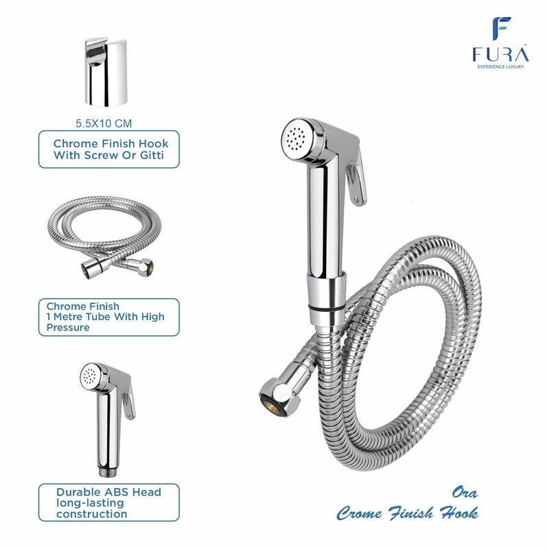 FuraOraPremium Healthfaucetwith High Pressure 1mtr SS 304 Flexible Hose Pipe with ABS HookJetspray for ToiletHand Jet Bidet Spray Performance in Low Water PressureHas 2Yrs Warranty - Image 2