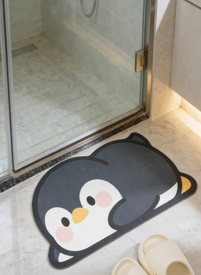 Tyrafry Cute Animal Bath Mat - Lovely Penguin Non-Slip Super Absorbent Ultra Thin Mat for Shower Tub & Sink Front Quick Dry Bathroom Mat (Easy Clean) - Image 1