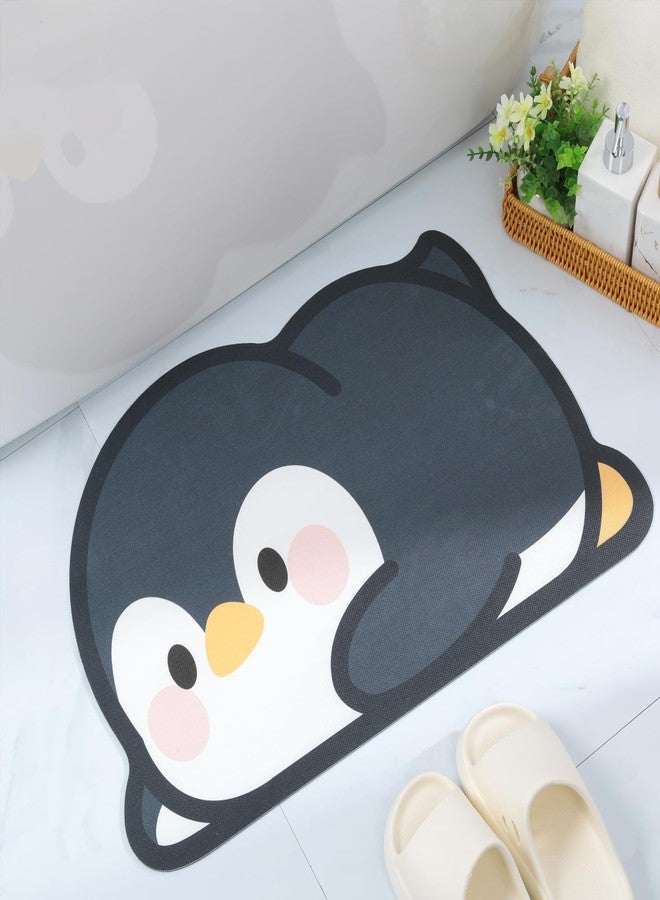 Tyrafry Cute Animal Bath Mat - Lovely Penguin Non-Slip Super Absorbent Ultra Thin Mat for Shower Tub & Sink Front Quick Dry Bathroom Mat (Easy Clean) - Image 2