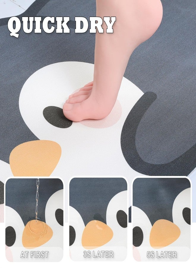Tyrafry Cute Animal Bath Mat - Lovely Penguin Non-Slip Super Absorbent Ultra Thin Mat for Shower Tub & Sink Front Quick Dry Bathroom Mat (Easy Clean) - Image 4