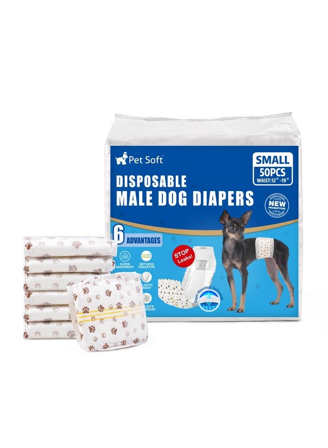 Pet Soft Dog Diapers Male - Disposable Male Dog Wraps Wetness Indicator, Ultra Absorbent Doggie Diapers Comfortable for Incontinence Excitable Urination, 50pcs Small - Image 1