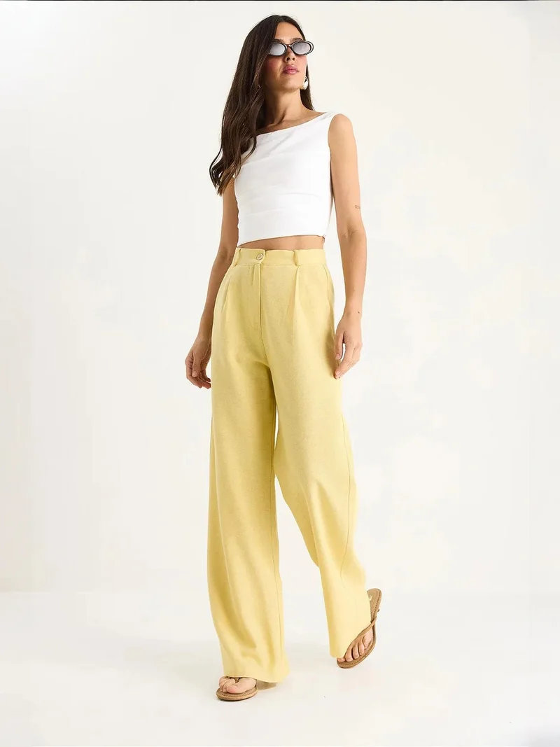 Bianco Lucci LUCCI High Waist Palazzo Pants with Pleats