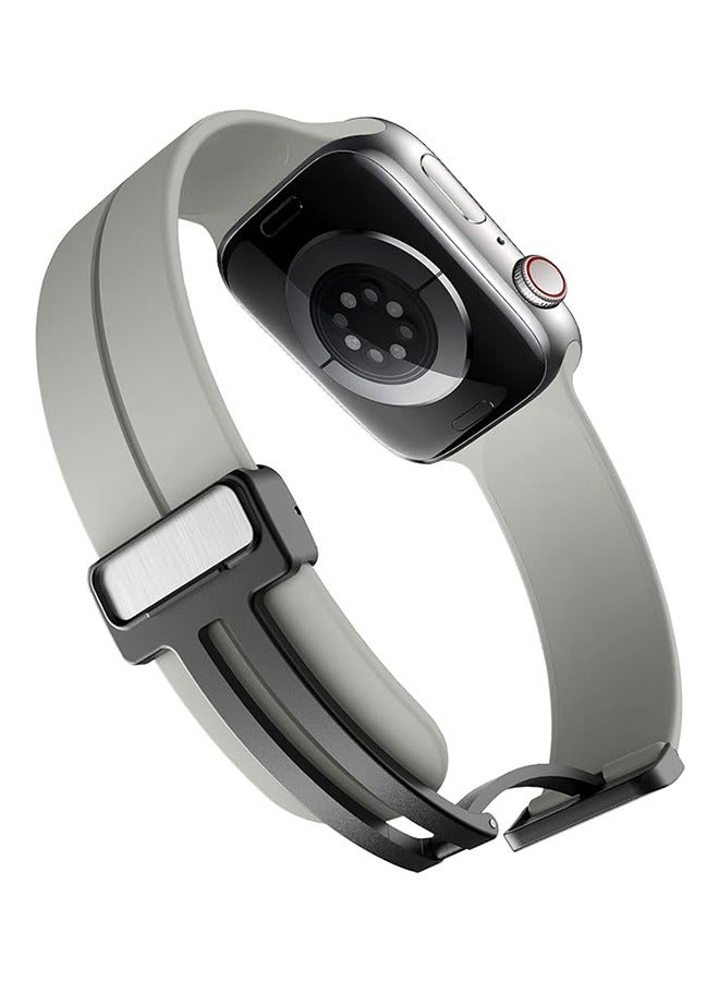 Magnetic for Apple Watch Ultra Band 49mm/45mm/44mm/42mm iWatch Bands, Soft Sport Silicone Replacement Wristband Strap for Apple Watch Band Series 9/8/7/6/5/4/SE/SE 2nd/Ultra 2/Ultra, Grey - Image 3