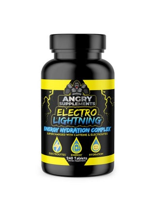 أقراص إلكتروليت من Angry Supplements Electro Lightning Energy Hydration Complex - أقراص ترطيب تحتوي على الكالسيوم والمغنيسيوم والصوديوم والبوتاسيوم والكافيين (240 قرصًا، إمداد لمدة 120 يومًا) - pzsku/Z69BD2C1D360FE7DF65C1Z/45/_/1728310486/a8492f58-fc38-41b6-bb52-3f9895dd30d6