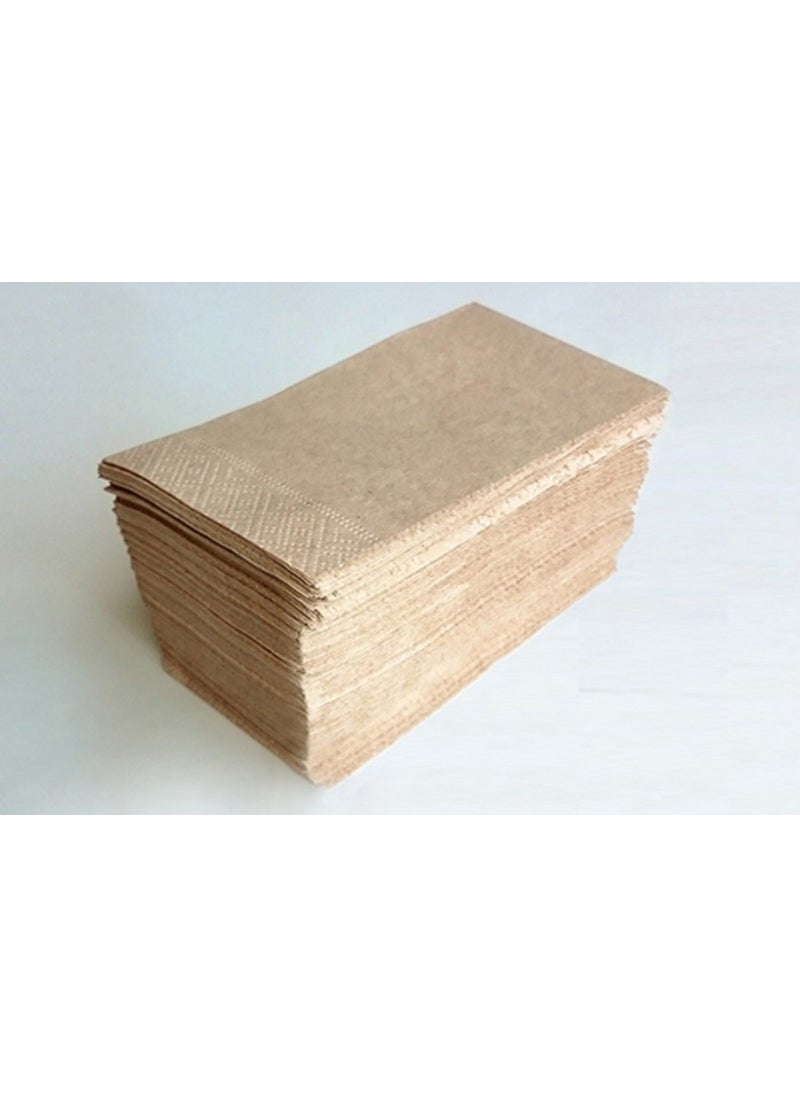 Kraft 33x33 cm 2 Layer 20's Waiter Fold Paper Napkin  - Image 3
