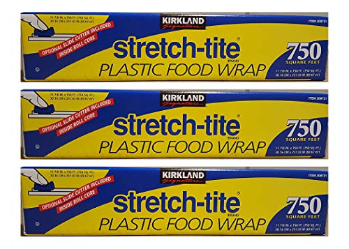Kirkland KIRKLAND SIGNATURE Stretch Tite Plastic Food Wrap uZzDke 3 Packs 750 Sq ft Food Wrap 