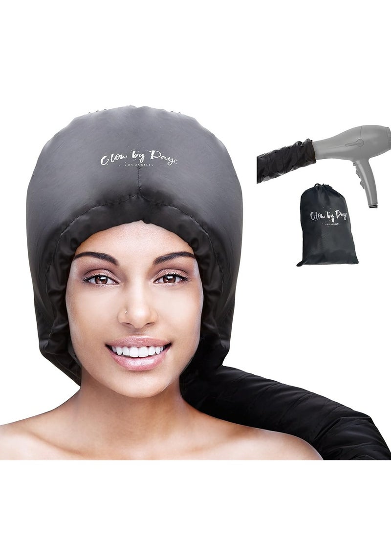 Glow By Daye Glow by Daye Bonnet Hood Hair Dryer Attachment, At Home Hair Dryer Hood for Hand Held Hair Dryer, Extra-Large, Black  - Image 1