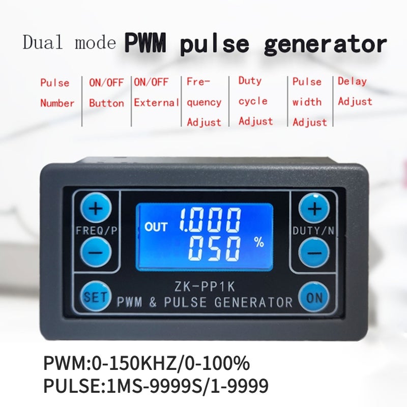 مولد إشارات PWM LCD ثنائي الوضع - مولد موجات مربعة قابل لتعديل تردد النبض PWM ونسبة الدورة، 0 هرتز-150 كيلو هرتز - Image 2