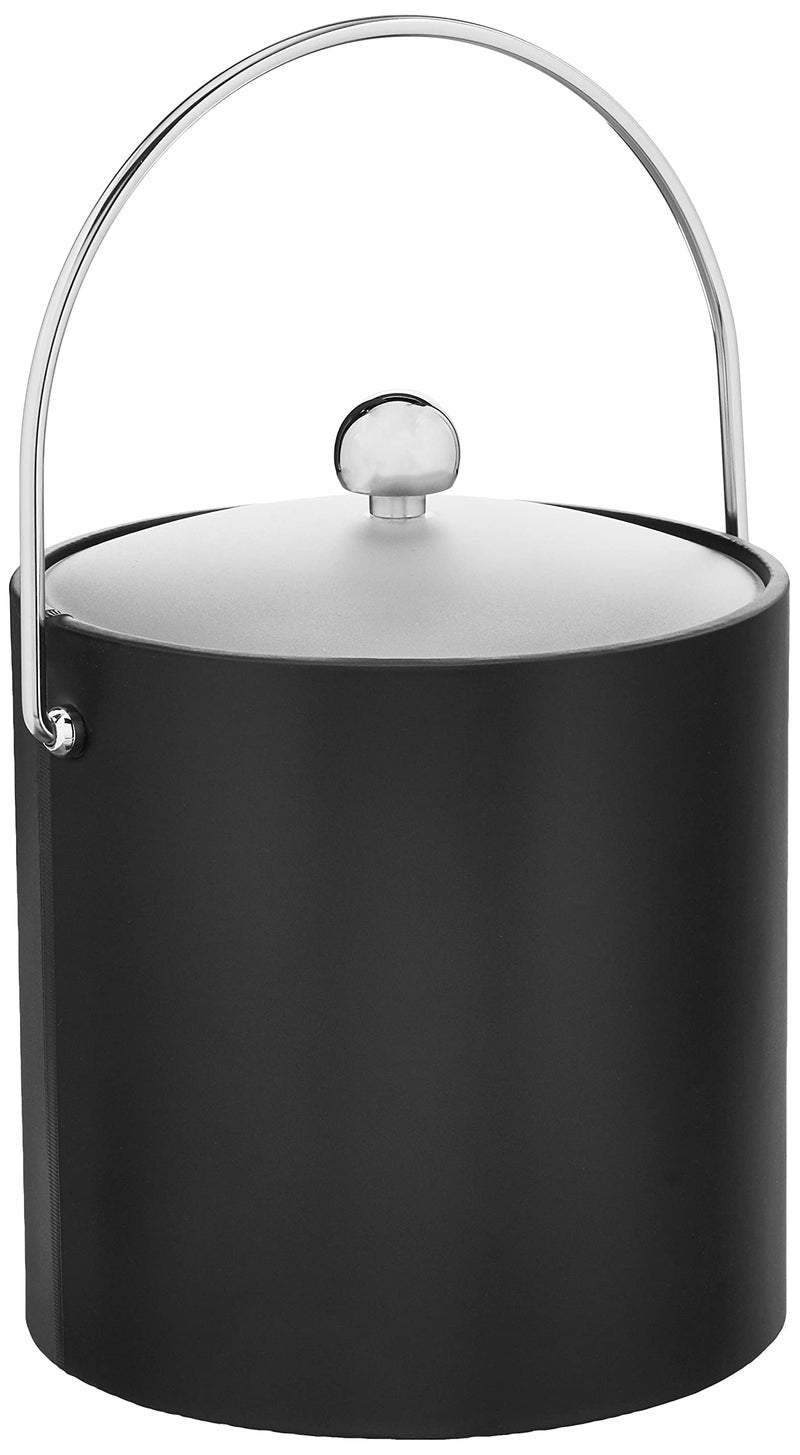 Kraftware Bartenders Choice Fun Colors Collection Ice Bucket - 3-Quart, Double Wall Construction, Keeps Ice Perfectly Chilled, Ideal for Hotel Guest Rooms and Bar Areas, Black, Handle - Image 1