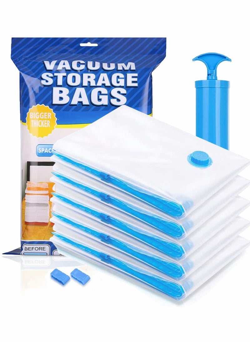 HomarKet 6 Pieces Space Saver Bag Vacuum Storage Bags With Hand-Pump for Travel 100x80cm for Space Saving for Clothes Duvets and Blankets - Image 1