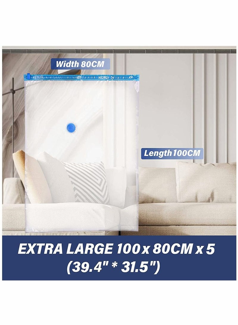 HomarKet 6 Pieces Space Saver Bag Vacuum Storage Bags With Hand-Pump for Travel 100x80cm for Space Saving for Clothes Duvets and Blankets - Image 2