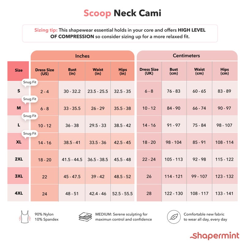 SHAPERMINT Womens Tops - Scoop Neck Cami Body Shaper for Women, Shapewear Tummy Control, Camisole Tank Tops for Women White - Image 2